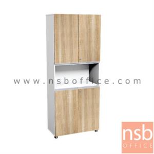 ตู้เอกสาร สูง 192 cm. 4 บานเปิด 1 ช่องโล่ง เมลามีน สีเนเจอร์ทีค-ขาว NCH-811