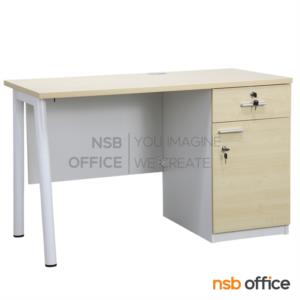 โต๊ะทำงาน 2 ลิ้นชัก บังตาไม้ ขาเหล็ก 120*60+ตัวเก็บสายไฟ nsb A24A031-4