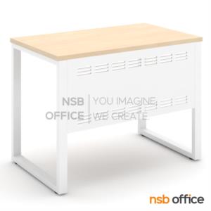 โต๊ะทำงานหน้าไม้ยางพารา ขาเหล็กสีขาว 80W 