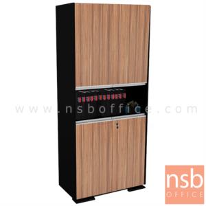 ตู้เอกสาร สูง 180 cm. 4 บานเปิด 1 ช่องโล่ง เมลามีน สีวอลนัทตัดดำ BCH-P811