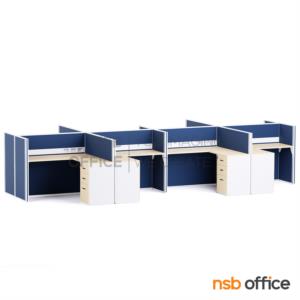 โต๊ะทำงานกลุ่มตัวแอล พร้อมพาร์ทิชั่นทึบ รางไฟตรงกลาง -
