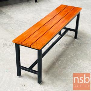 ม้านั่งโรงอาหาร ไม้สักระแนง ทำสีสักหน้า 4" นิ้ว ขาเหล็กสีดำ ระแนง 4" นิ้ว 180W*30D*45H