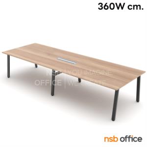 โต๊ะประชุมสี่เหลี่ยม ขาเหล็ก พร้อมรางไฟแบบสองทาง รหัส A24A006 300W*120D cm.