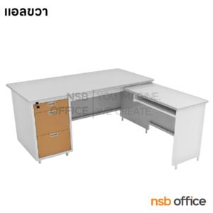 โต๊ะทำงานเหล็กตัวแอล 4 ลิ้นชัก หน้าลามิเนท DL-52-3ADK ซ้าย