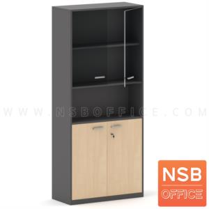 ตู้เอกสาร 5 ชั้น บนบานเปิดกระจก ล่างบานเปิดทึบ กลางช่องโล่ง เมลามีน N 9305