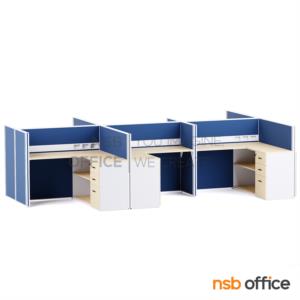 โต๊ะทำงานกลุ่มตัวแอล พร้อมพาร์ทิชั่นทึบ รางไฟตรงกลาง -