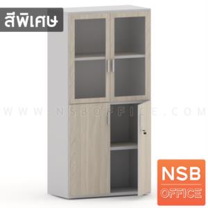 ตู้เอกสาร บนบานเปิดกระจกเฟรมไม้ ล่างบานเปิดทึบ เมลามีน N 8106_H160_หน้าบานเปิดกระจกเฟรมไม้