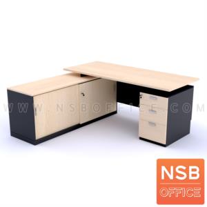 โต๊ะผู้บริหารตัวแอล 3 ลิ้นชัก พร้อมตู้ข้าง nsb customized