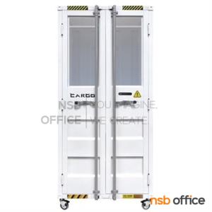 ตู้เสื้อผ้า 2 บานเปิด ชนิดบานกระจกบน  CG-962W