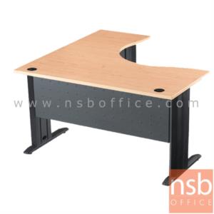 โต๊ะทำงานตัวแอลหน้าโค้งเว้า  ขาเหล็กตัวแอลพ่นดำ JDK-12126L