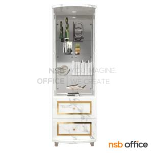 ตู้โชว์กระจกดาวน์ไลท์ ลายหินอ่อนขอบทอง  GCB-004 SM/GL