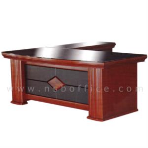 โต๊ะบริหารตัวแอลหน้ากระจก  พร้อมตู้ข้างและตู้ลิ้นชัก CROWN_200W cm.