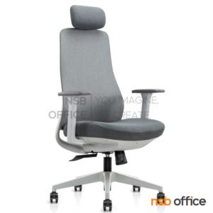 เก้าอี้ผู้บริหารหลังเน็ต โช้คแก๊ส ก้อนโยก ขาพลาสติก 6249+headrest//grey