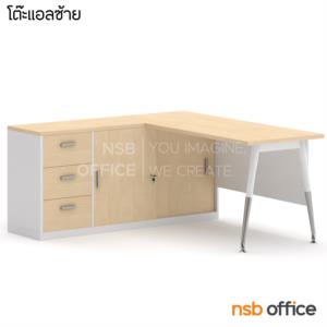 โต๊ะทำงานตัวแอล พร้อมบังตา ขาเหล็กปลายเรียว 120*60*140*40