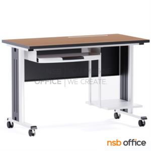 โต๊ะคอมพิวเตอร์ ขาเหล็ก ล้อเลื่อน TC-92 top HPL + ลูกล้อ Nat