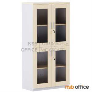 ตู้เก็บเอกสาร สูง 160 cm. บน-ล่างบานเปิดกระจก  เมลามีน N 8101_Cust+1200