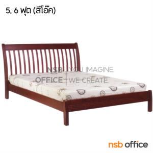 เตียงไม้ยางพาราล้วน หัวเตียงไม้ระแนง NPBE 502 DO_เมอรี่_5ฟุต