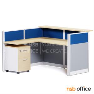 เคาน์เตอร์ตัวแอลสีทูโทน พร้อมตู้ลิ้นชักล้อเลื่อน 160*120 ทูโทน