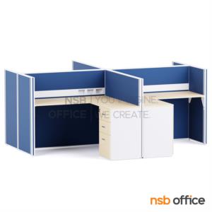 โต๊ะทำงานกลุ่มตัวแอล พร้อมพาร์ทิชั่นทึบ รางไฟตรงกลาง -