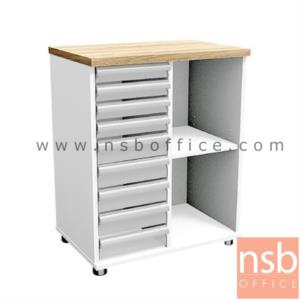 ตู้เอกสาร สูง 75H cm. 2 ช่องโล่ง 9 ลิ้นชัก เมลามีน สีเนเจอร์ทีค-ขาว NCL-660