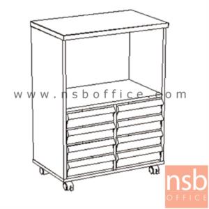 ตู้เอกสารล้อเลื่อน สูง 84 cm. A4 x8 ช่อง ตู้ไม้ ลิ้นชักพลาสติก  SPD-600