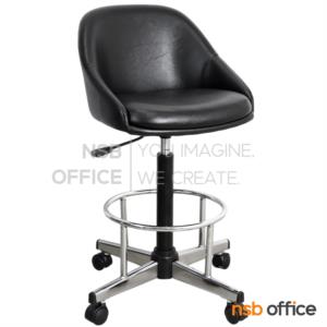 เก้าอี้บาร์ที่นั่งเหลี่ยมล้อเลื่อน ขาเหล็กชุบโครเมี่ยม CR-609 (PVC-สกรูล็อค)