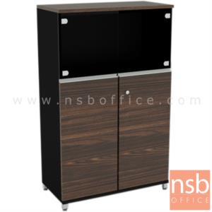 ตู้เอกสารสูง 125 cm. บนบานเปิดกระจก-ล่างบานเปิดไม้  2EXCI813