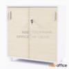 ตู้เอกสาร สูง 85 cm. 2 บานเลื่อน  เสริมขาพลาสติก พื้นเต็ม (ขา nsb 5 cm) PFF27