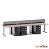 ชุดโต๊ะทำงานกลุ่ม 6 ที่นั่ง  พร้อมมินิสกรีนกระจกและตู้ 3 ลิ้นชักเหล็ก  ขาเหล็ก NSB_HB-WS026G_ไม่มีต่อหัว 