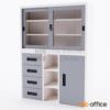 ตู้เก็บเอกสารบนบานเลื่อนกระจกล่าง 1 บานเปิด 4 ลิ้นชัก  SL4FGL+SD4F4D