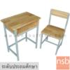 ชุดโต๊ะและเก้าอี้นักเรียนไม้ยางพารา ขาเหล็กเหลี่ยม ระดับประถมศึกษา PMY2-21