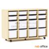 ชั้นเก็บอุปกรณ์การเรียน พร้อมถาดเก็บของ ล้อเลื่อน 129.3W 4 ช่อง 
