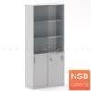 ตู้เอกสาร 5 ชั้น บนบานเปิดกระจก ล่างบานเลื่อนทึบ เมลามีน N 9124