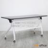 โต๊ะประชุมพับเก็บได้ล้อเลื่อน (สีขาว) บังตาเหล็ก ที่วางของใต้ท็อป ล้อล็อกได้ F-1605_100 cm ขาว