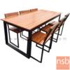 ชุดโต๊ะและเก้าอี้กิจกรรมไม้ระแนงทำสีสัก  PMY5-40 ขนาด 90W cm.