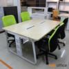 ชุดโต๊ะทำงาน 4 ที่นั่ง พร้อมเก้าอี้สำนักงานหลังเน็ต -