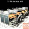 ชุดโต๊ะทำงานกลุ่ม 8 ที่นั่ง  พร้อมพาร์ทิชั่นครึ่งกระจกขัดลาย A-81