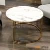 โต๊ะกลางหินอ่อนสีขาว ขาสแตนเลสชุบทอง -
