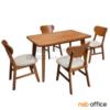 ชุดโต๊ะรับประทานอาหารหน้าไม้ยางพารา 4 ที่นั่ง พร้อมเก้าอี้ JR440/2