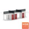 ชุดโต๊ะทำงานกลุ่ม 6 ที่นั่ง  พร้อมมินิสกรีนกระจกและตู้ 3 ลิ้นชักเหล็ก  ขาเหล็ก NSB_HB-WS026G_ไม่มีต่อหัว 