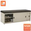 ตู้รองเท้าบานเลื่อนเหล็ก 120W cm (13 คู่) มีเบาะหนังรองนั่ง  GN-001