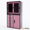 ตู้เก็บเอกสารบนบานเลื่อนกระจกล่าง 1 บานเปิด 8 ลิ้นชัก  -