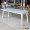 โต๊ะรับประทานอาหารไม้ยางพารา Top ลามิเนตสีขาว หน้าท็อปลามิเนตสีขาว 210*90