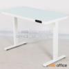 โต๊ะปรับระดับไฟฟ้า หน้าท็อปกระจกนิรภัย ขาเหล็กเหลี่ยม 120*60 ขาว