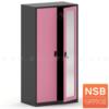 ตู้เสื้อผ้าเหล็ก 2 บานเปิดทึบผสมกระจกเงา 1 แผ่นชั้น WD3FDM1S