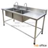 อ่างซิงค์สแตนเลส 2 หลุม พร้อมที่พักข้าง  -