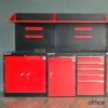 ชุดตู้เก็บเครื่องมือช่าง ขนาด 215W*49.7D*183H cm. พร้อมแผ่นท็อปแผ่นชั้นและอุปกรณ์เสริม  SETB+C (สีแดง-ดำ) 