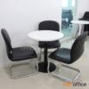 ชุดโต๊ะประชุมเล็กหน้าไม้เมลามีน 3 ที่นั่ง  พร้อมเก้าอี้ขาตัวซีหุ้มหนังเทียม -