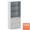 ตู้เอกสาร 5 ชั้น สูง 200 cm. บนบานเปิดกระจก ล่างลิ้นชักใส่แฟ้มแขวน  N 9309_Cust+500+300 รางไนล่อน