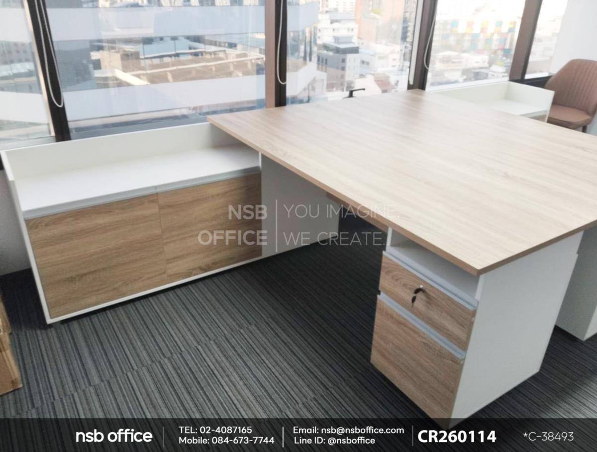 โต๊ะทำงานตัวแอล 2 ลิ้นชักเสริมการใช้งานด้วยตู้เก็บเอกสาร
